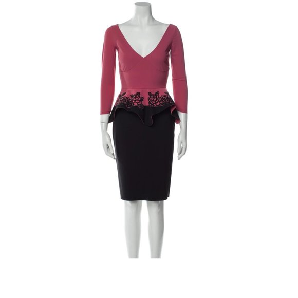 CHIARA BONI Colorblock Pattern Knee-Length Dress Size 4 - Picture 2 of 6